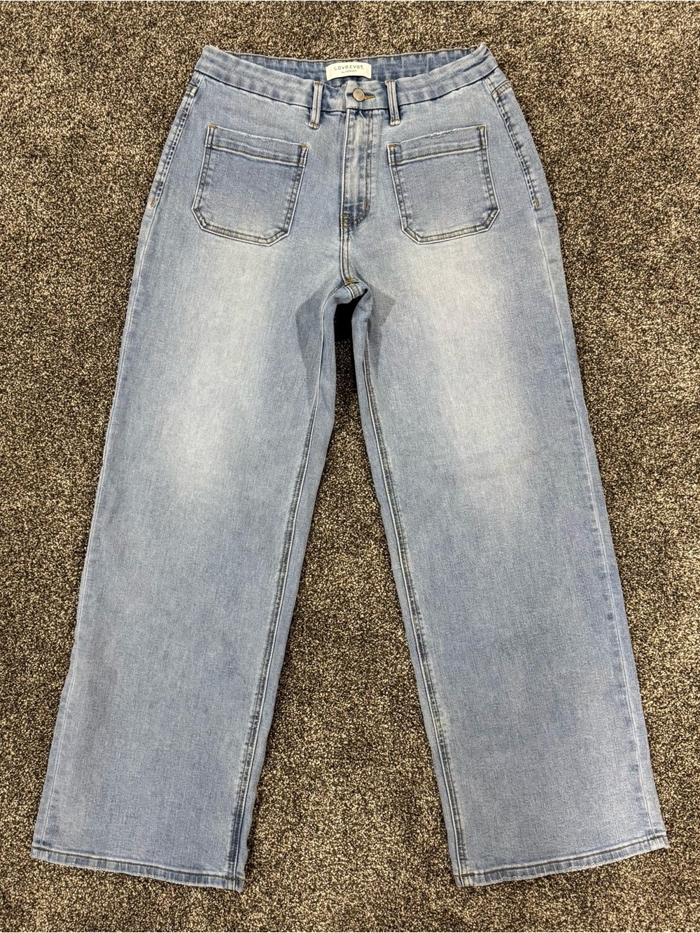 Lovervet By Vervet Jeans Women 13/31 Wide Leg High Rise Patch Pockets Distressed